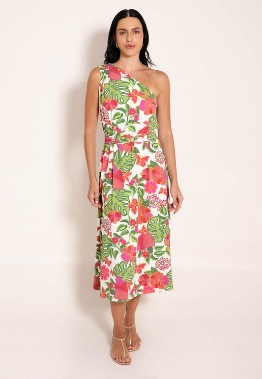 One-Shoulder Dress with Adjustable Belt
