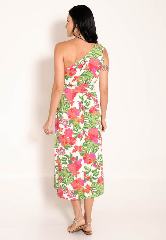 One-Shoulder Dress with Adjustable Belt