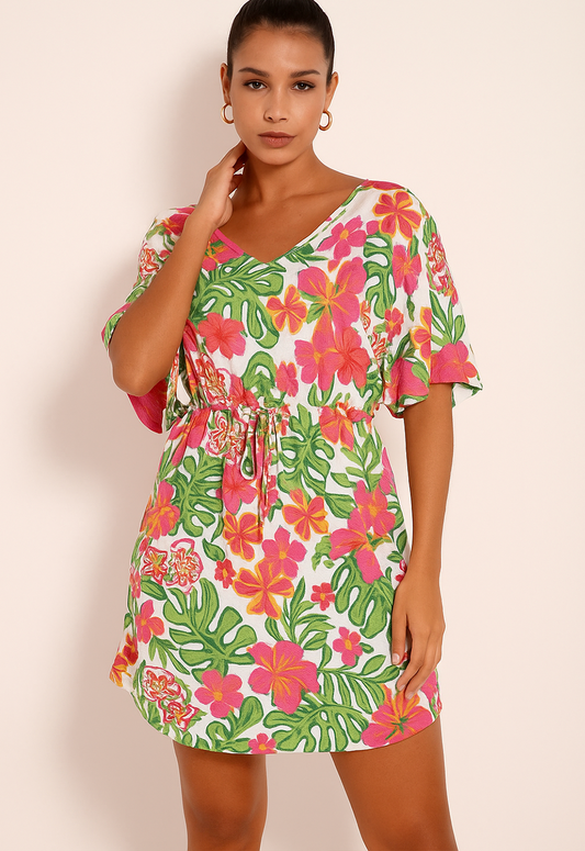 Loose-Fit Dress with Waist Tie